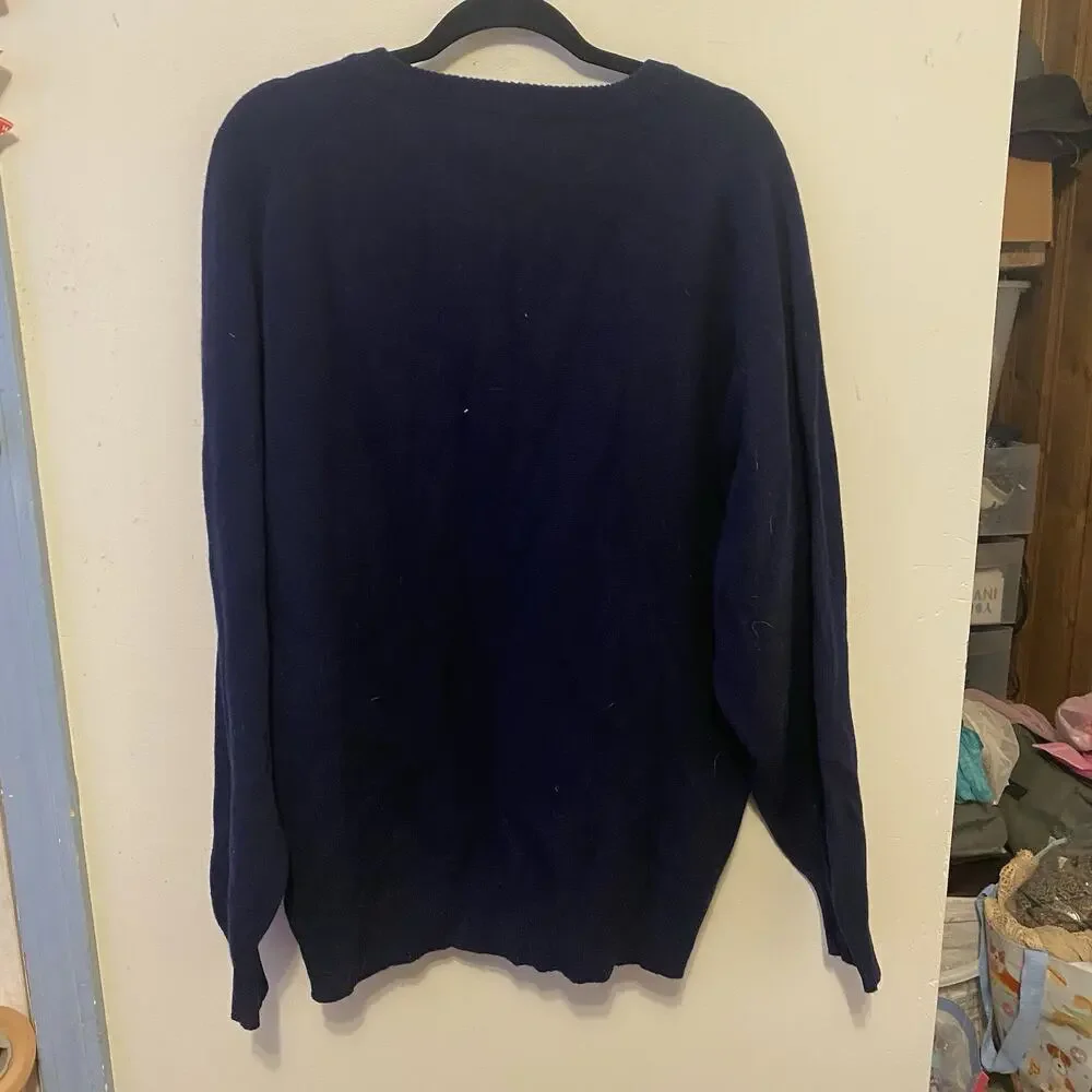 Geoffrey Beene LongSleeve Navy LambsWool Pullover Knit Sweater Workwear Men XL